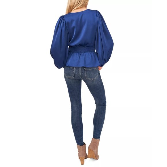 VINCE CAMUTO Peplum Blouse Deep Blue XS - Picture 3 of 4